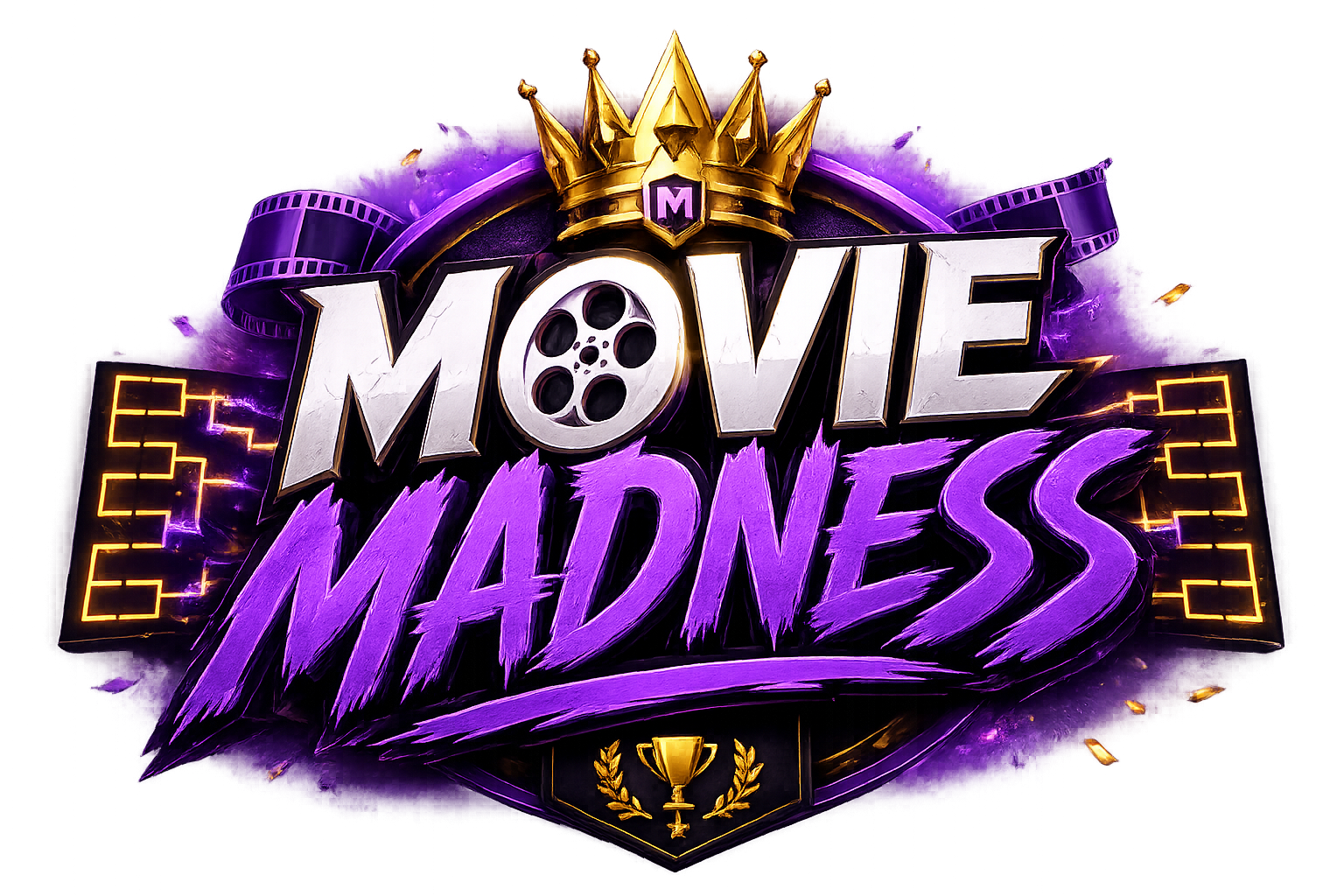 Movie Madness logo — crown, film reel and bracket